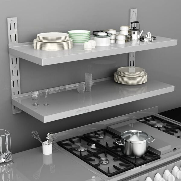 vidaXL 2-Рівнева Настінна Полиця 120x30 см Нержавіюча Сталь