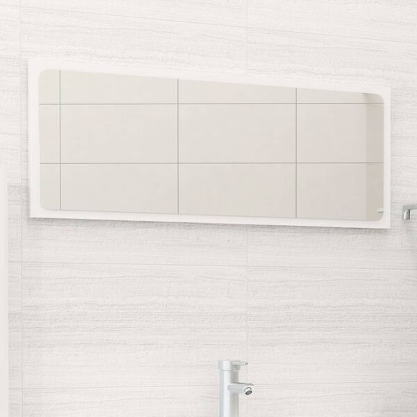 804627 vidaXL Bathroom Mirror High Gloss White 90x1,5x37 cm Chipboard