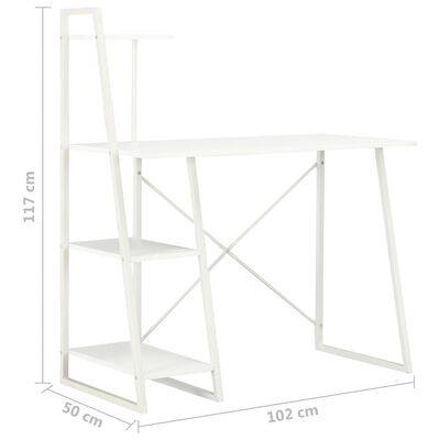 20282 vidaXL Desk with Shelving Unit White 102x50x117 cm