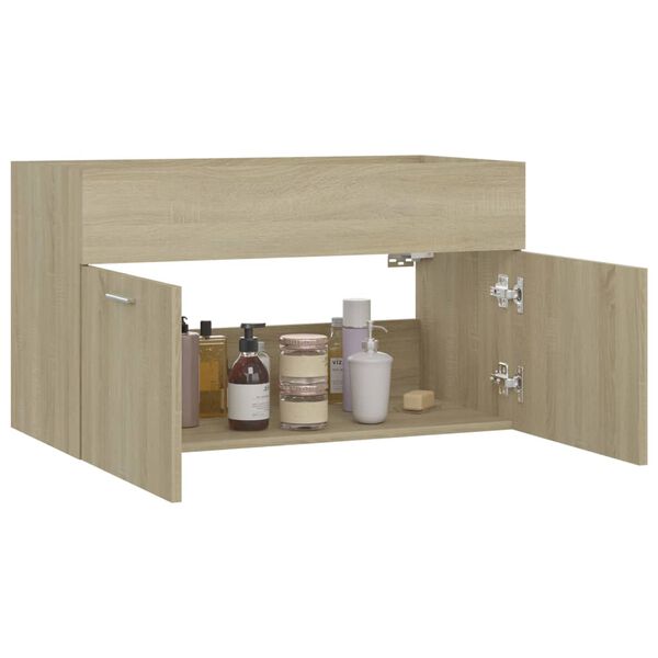804659 vidaXL Sink Cabinet Sonoma Oak 80x38,5x46 cm Chipboard