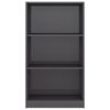 800872 vidaXL 3-Tier Book Cabinet High Gloss Grey 60x24x109 cm Engineered Wood