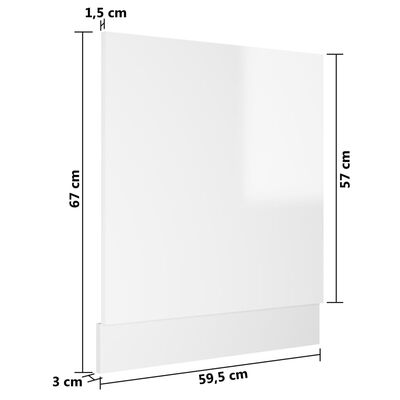 vidaXL Панель для Посудомийної Машини Глянцевий Білий 59,5x3x67 см ДСП