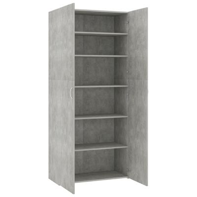 800292 vidaXL Shoe Cabinet Concrete Grey 80x35,5x180 cm Chipboard
