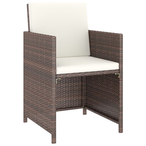 vidaXL Вуличний Обідній Комплект 6 Од. з Подушками Коричневий Поліротанг