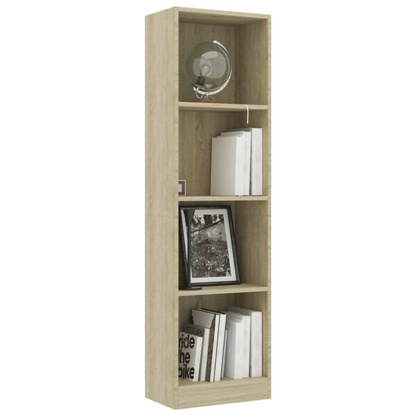 800840 vidaXL 4-Tier Book Cabinet Sonoma Oak 40x24x142 cm Chipboard