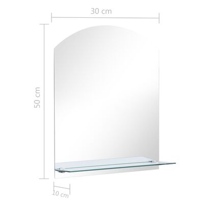 vidaXL Настінне дзеркало з поличкою 30x50 см Загартоване скло