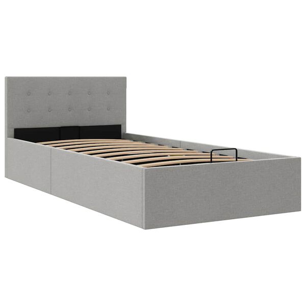 285577 vidaXL Hydraulic Storage Bed Frame Light Grey Fabric 100x200 cm