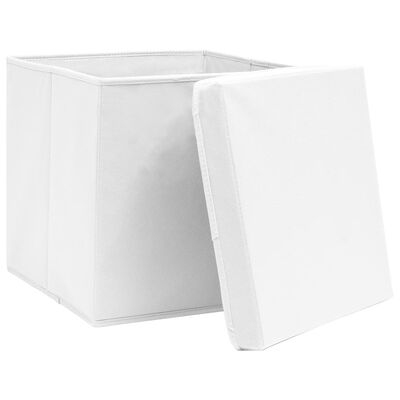 vidaXL Коробки для Зберігання з Кришками 10 шт Білий 28x28x28 см