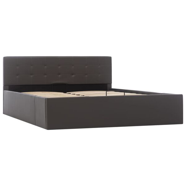 vidaXL Гідравлічний каркас ліжка Сірий 140x200 см Штучна шкіра