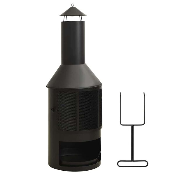 vidaXL Садова Піч з Решіткою і Кочергою 47x47x135,7 см Сталь