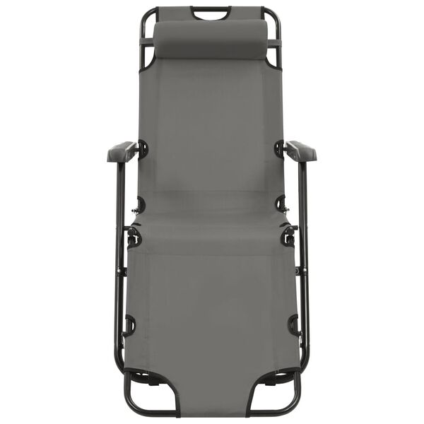 vidaXL Розкладні шезлонги з підніжками 2 шт Сірий Сталь