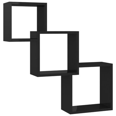vidaXL Кубічні настінні полиці Глянцевий чорний 84,5x15x27 см ДСП