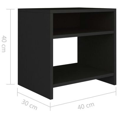 800011 vidaXL Bedside Cabinet Black 40x30x40 cm Chipboard