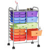 320410 vidaXL XXL 15-Drawer Mobile Storage Trolley Multicolour Plastic