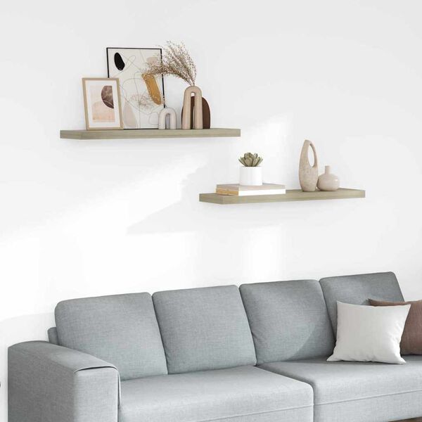 vidaXL Настінні полиці з прихованим кріпленням 2 шт Колір дуба 90x23,5x3,8 см МДФ