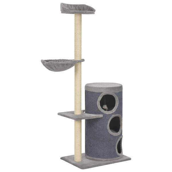 170668 vidaXL Cat Tree with Sisal Scratching Posts Grey 148 cm