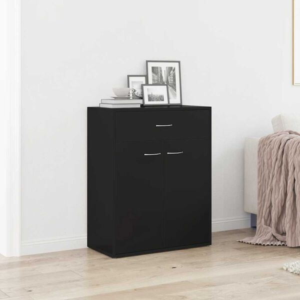 800712 vidaXL Sideboard Black 60x30x75 cm Chipboard