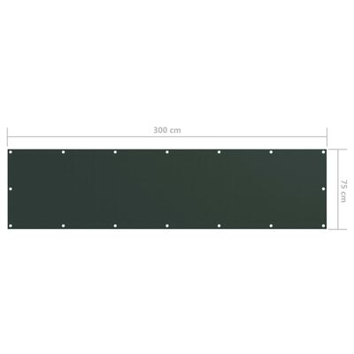 vidaXL Балконна Ширма Темно-Зелений 75х300 см Тканина Оксфорд