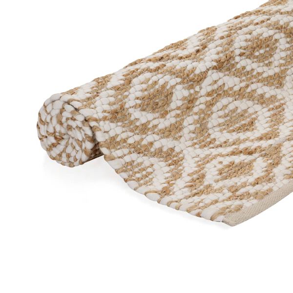 vidaXL Килимок Ручної Роботи Натуральний і Білий 120х180 см Джут