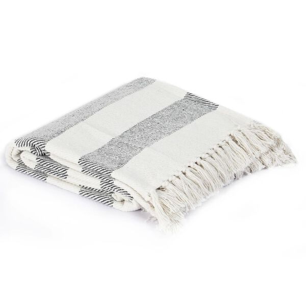 vidaXL Плед Антрацит Смугастий 125x150 см Бавовна