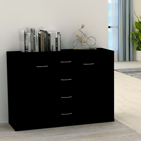 800685 vidaXL Sideboard Black 88x30x65 cm Chipboard