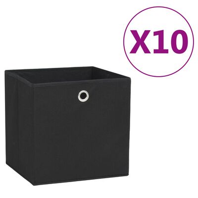vidaXL Коробки для Зберігання 10 шт Чорний 28x28x28 см Неткане Полотно