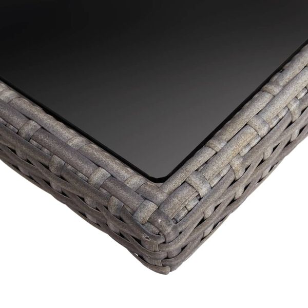 vidaXL Вуличний обідній стіл Сірий Поліротанг і скло