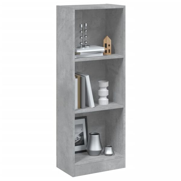 800832 vidaXL 3-Tier Book Cabinet Concrete Grey 40x24x108 cm Chipboard