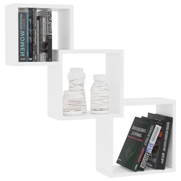 800270 vidaXL Cube Wall Shelves White 84,5x15x27 cm Chipboard