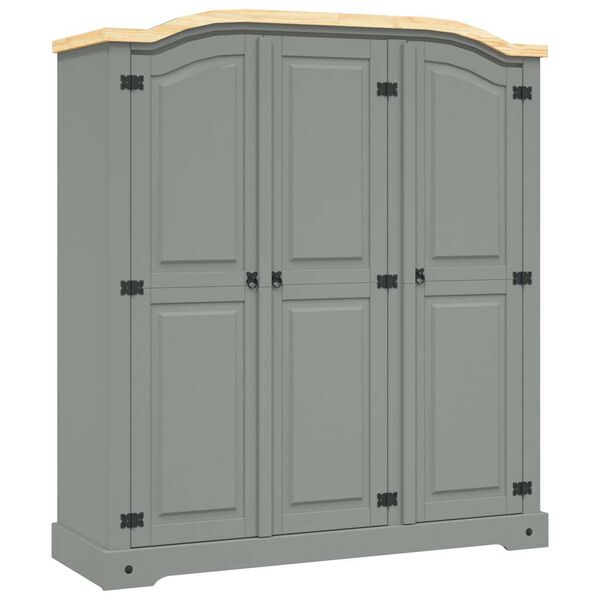 282621 vidaXL Wardrobe Mexican Pine Corona Range 3 Doors Grey