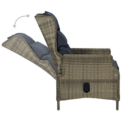 vidaXL Відкидне садове крісло з подушками Коричневий Поліротанг
