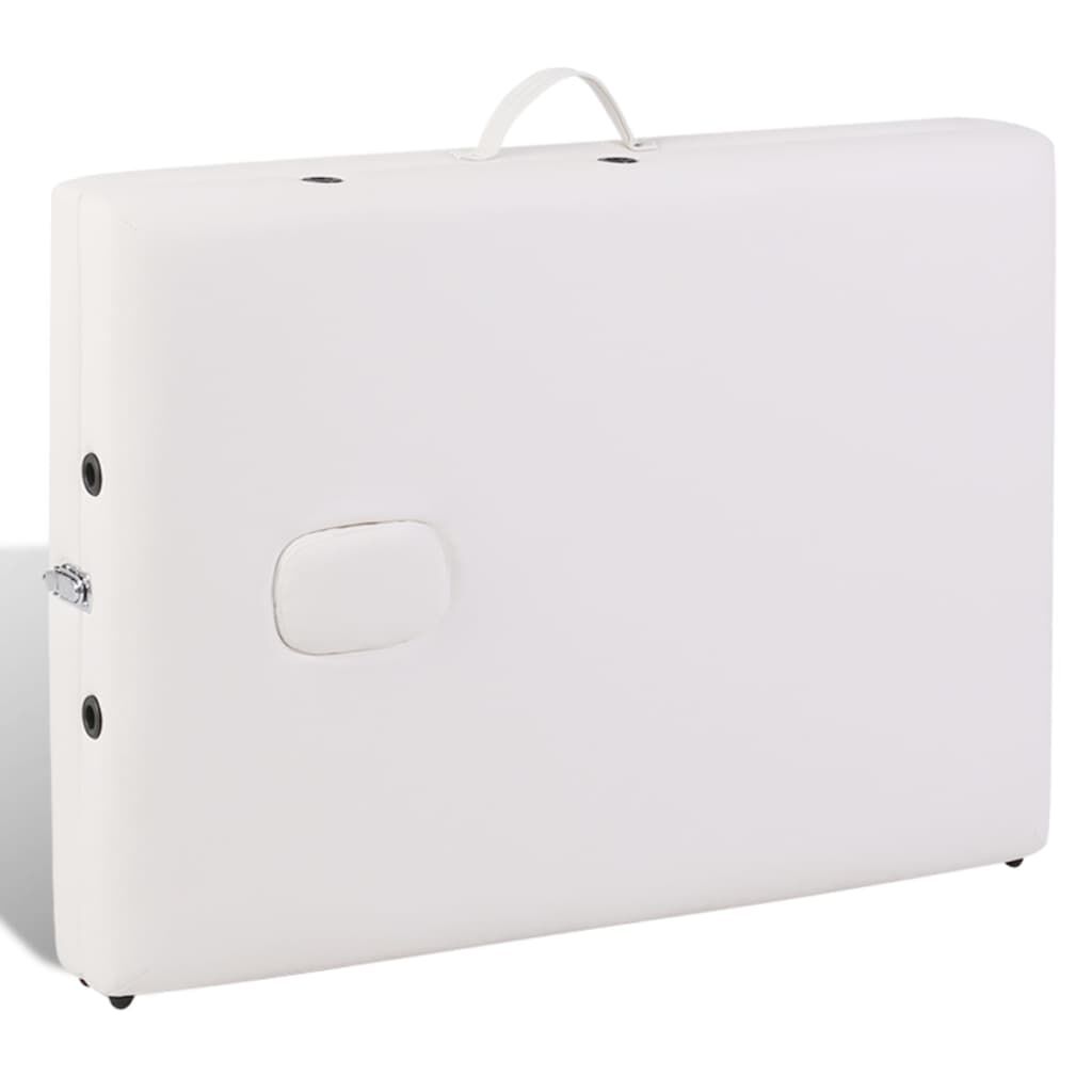 vidaXL Розкладний масажний стіл 2-х зонний Кремово-білий Дерев'яний каркас