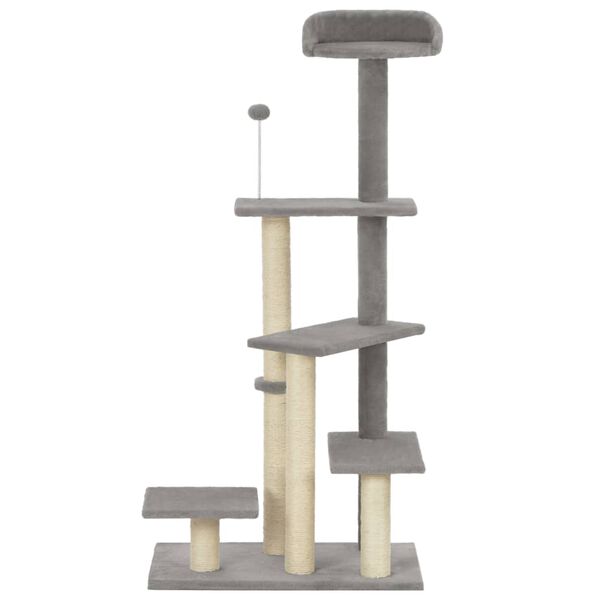 170708 vidaXL Cat Tree with Sisal Scratching Post Grey 125 cm