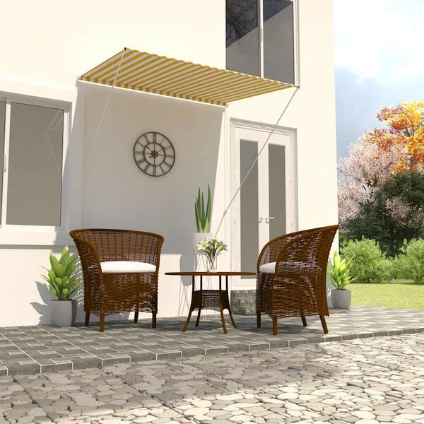 vidaXL Висувний Тент Жовтий і Білий 150x150 см