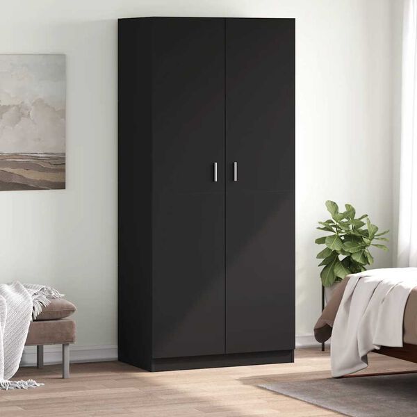 800631 vidaXL Wardrobe Black 90x52x200 cm Chipboard