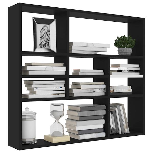 802940 vidaXL Wall Shelf Black 90x16x78 cm Chipboard