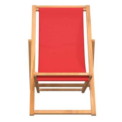 vidaXL Розкладний пляжний стілець Червоний Масив тикового дерева