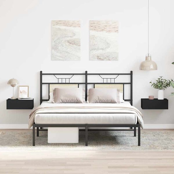 800309 vidaXL Floating Nightstands 2 pcs Black 40x30x15 cm Chipboard