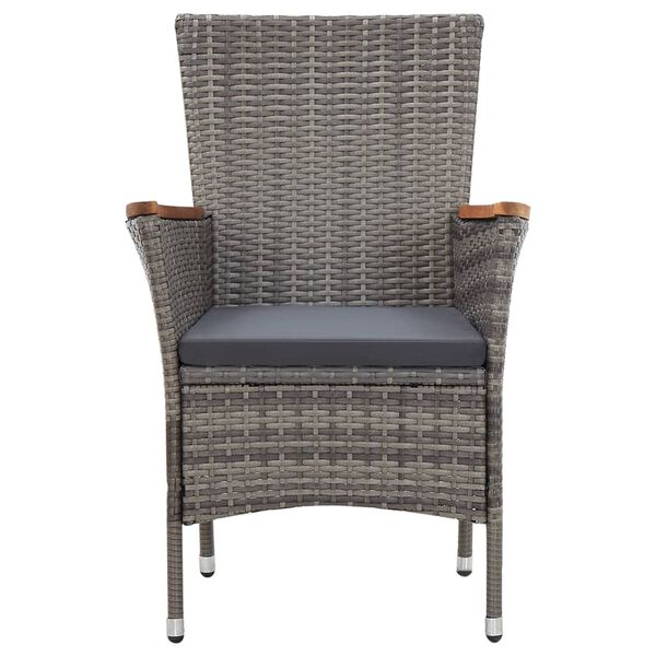 vidaXL Вуличний обідній комплект 9 од. Сірий Поліротанг/Масив акації