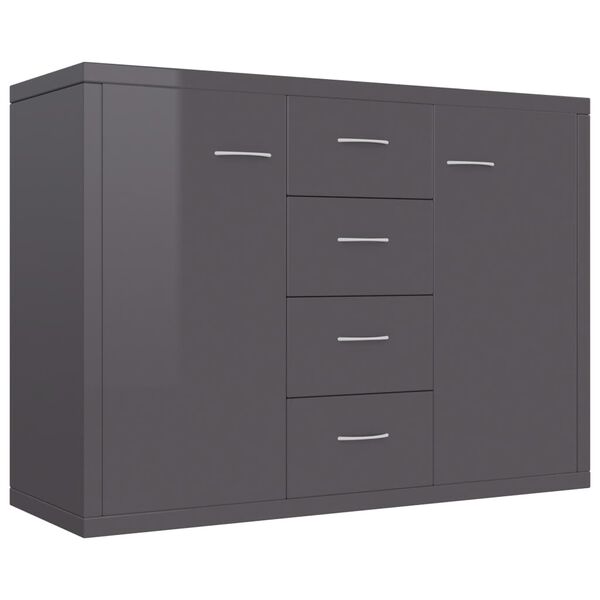 800692 vidaXL Sideboard High Gloss Grey 88x30x65 cm Chipboard
