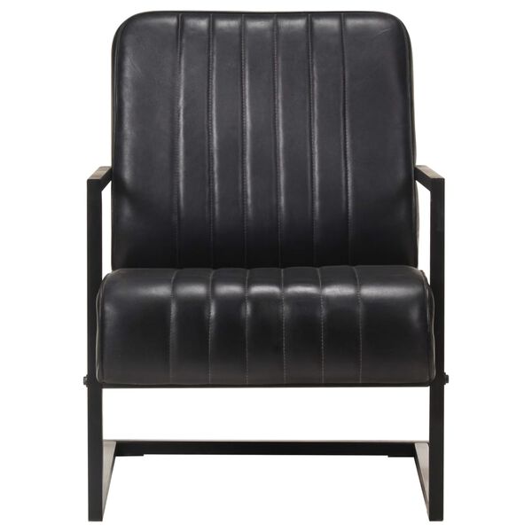 321856 vidaXL Cantilever Sofa Chair Black Real Leather