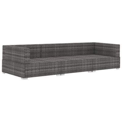 vidaXL Комплект садових диванів з подушками 3 од. Сірий Поліротанг