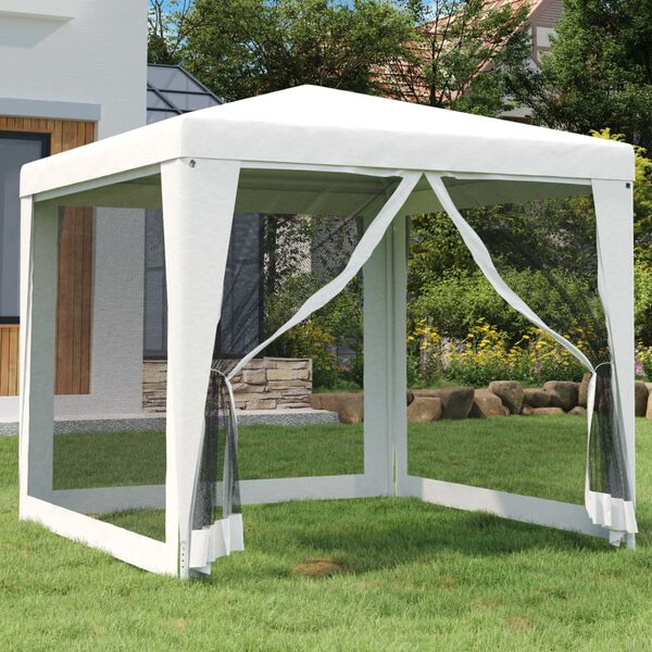 48521 vidaXL Party Tent with 4 Mesh Sidewalls 2,5x2,5 m White