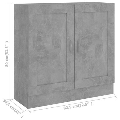 vidaXL Книжкова шафа Сірий бетон 82,5x30,5x80 см ДСП