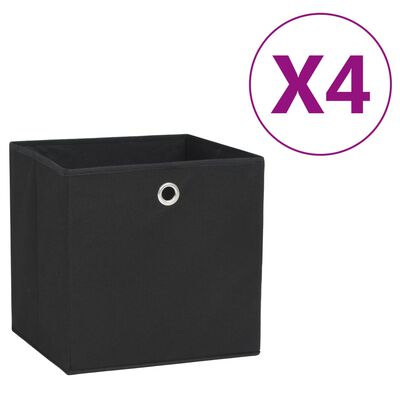 vidaXL Коробки для Зберігання 4 шт Чорний 28x28x28 см Неткане Полотно