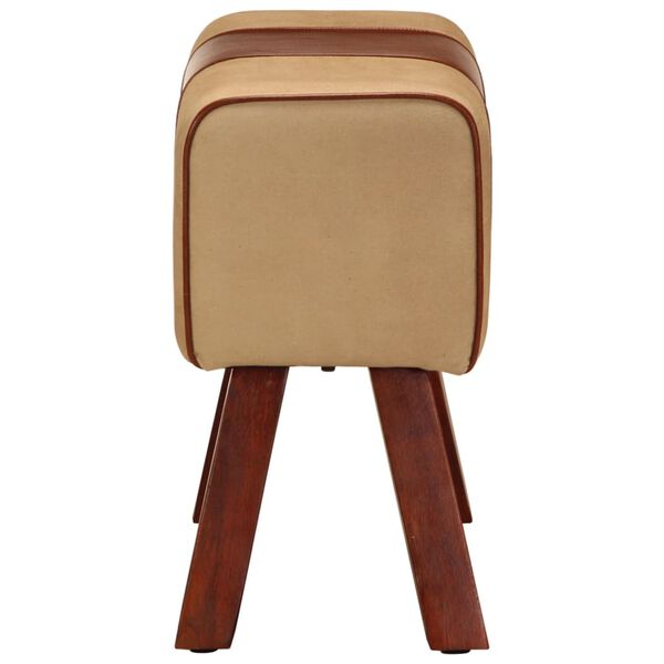 vidaXL Лавка Коричневий 58 см Натуральна Шкіра і Масив Дерева Манго