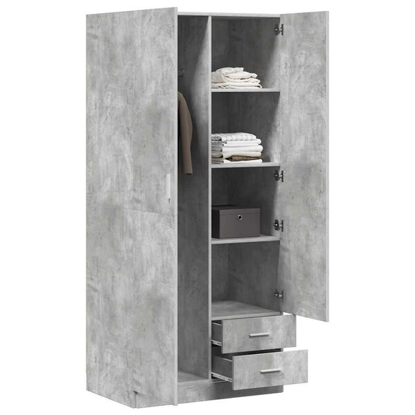 800643 vidaXL Wardrobe Concrete Grey 80x52x180 cm Chipboard