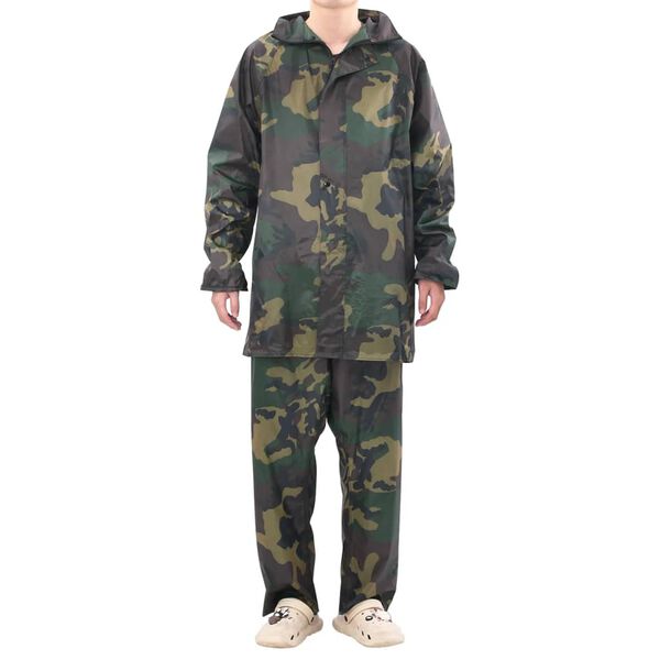 130192 Men's Camo Print 2-Piece Rain Suit with Hood XXL
