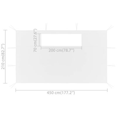 vidaXL Боковини для Альтанки з Вікнами 2 шт Білий 4,5x2,1 м 70 г/м²