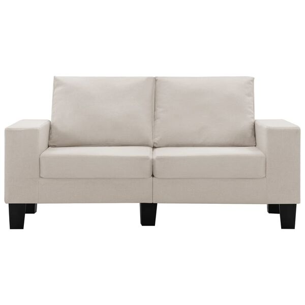 vidaXL Диван 2-місний Кремовий Тканина